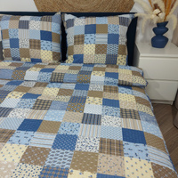 Pościel z kory Patchwork niebieski 140x200
