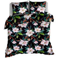 Pościel bawełniana Magnolia czarna 220x200