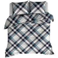 Pościel flanelowa Krata retro niebieska 220x200