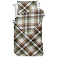 Pościel flanelowa Krata retro oliwka 140x200