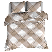 Pościel flanelowa Krata beżowa 180x200