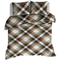 Pościel flanelowa Krata retro oliwka 220x200