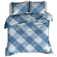 Pościel flanelowa Krata niebieska 180x200