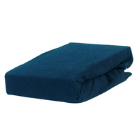 Prześcieradło frotte z gumką ciemno granatowe 80x180