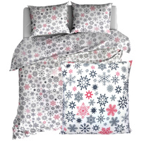 Pościel bawełniana Śnieżynki czerwone 220x200