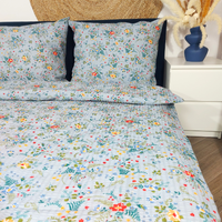 Pościel z kory Kwiaty folk w szarości 160x200